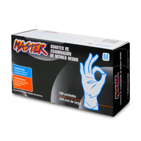 GUANTE MASTER EXAMINACION NITRILO NEGRO M X 100 X10