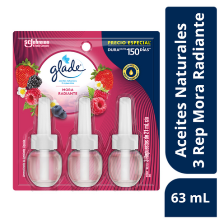 GLADE ACEITE REP X3 MORA RADIANTE 63ML X12